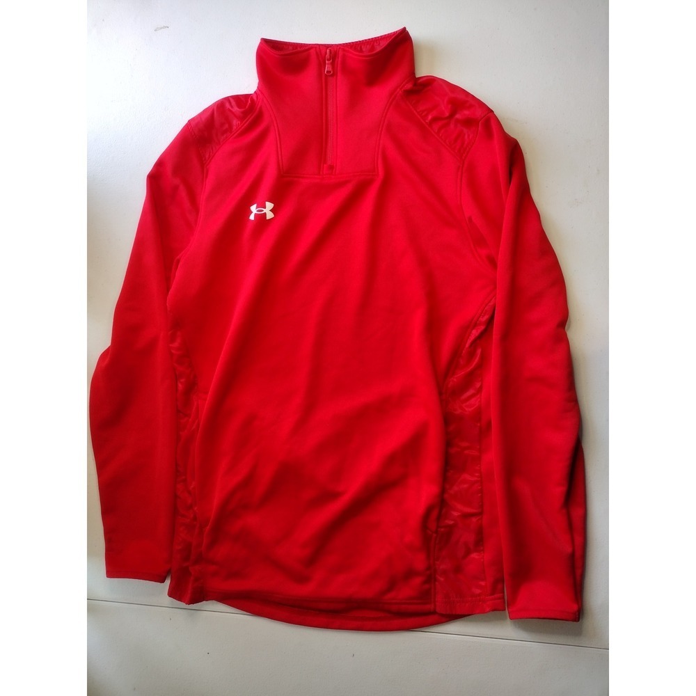 Under Armour Red Quarter Zip Pullover Loose Fit Athletic Training Top S